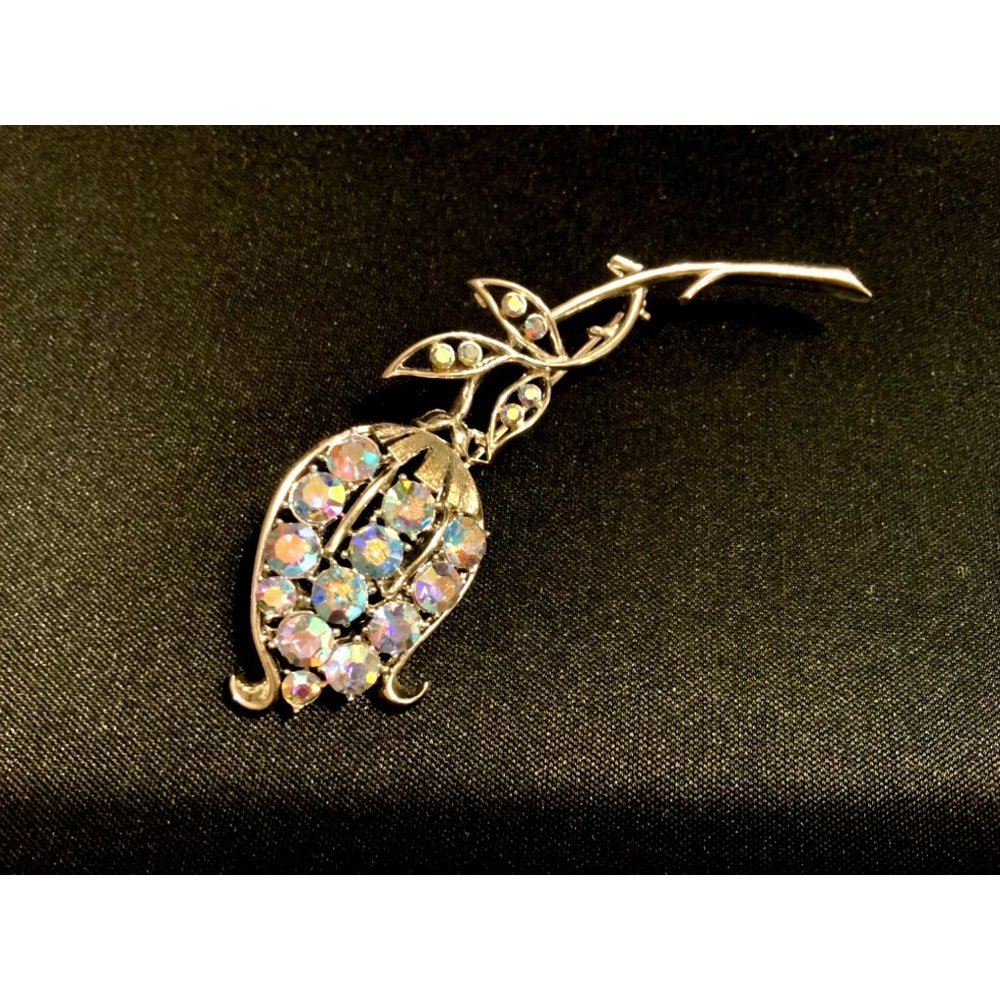 Vintage Coro Aurora Borealis Crystal Tulip Brooch